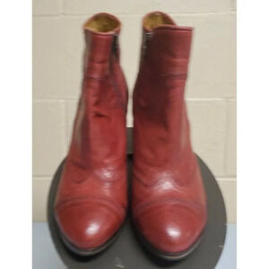 Gidigio "Patriot" Red Leather Bootie / Ankle Boots Size 38 US 7 Italy NWOB